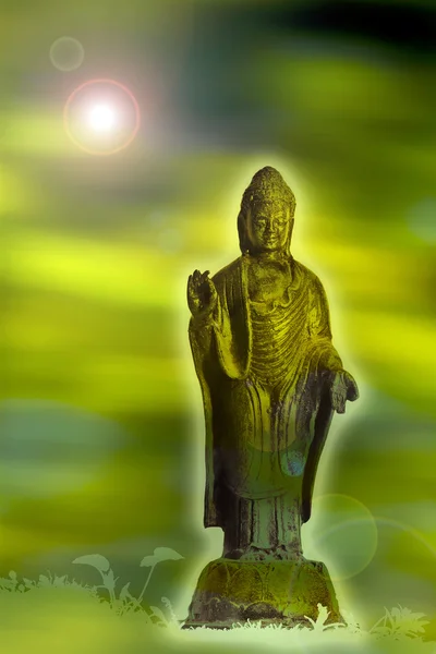 Bronze statue of standing buddha from India — Stock Photo, Image