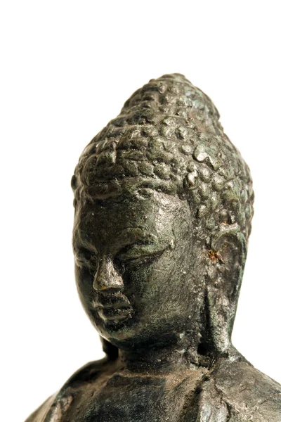 Bronze buddha head statue from india, bouddhist religion — Stock Photo, Image