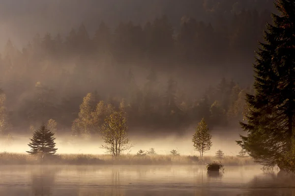 Panorama jeziora górskie środkowej zakresu jesienią — Zdjęcie stockowe