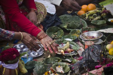 Detail of Hindu ceremony (Puja) in Teraï, west part of Nepal