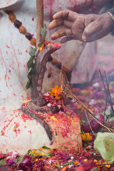 Ofreciendo en templo hinduista en Nepal — Foto de Stock