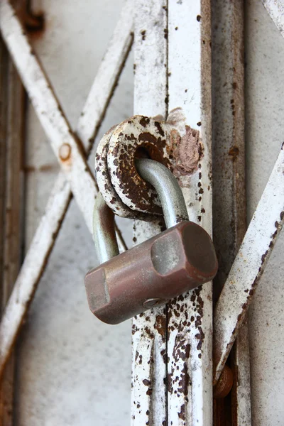 Vorhängeschloss an einem alten Tor — Stockfoto