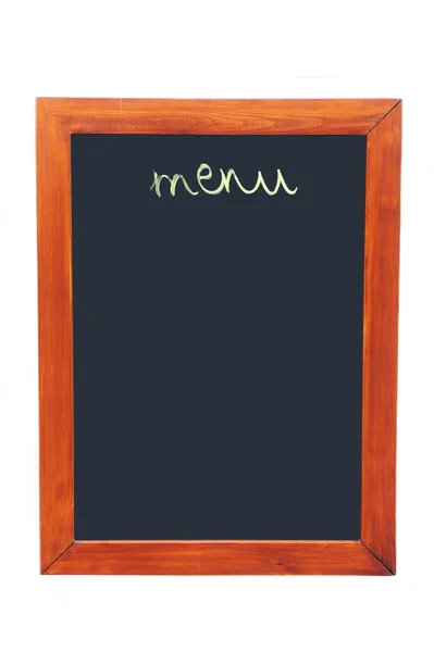 Restaurant vide menu encadré en bois isolé sur blanc — Photo