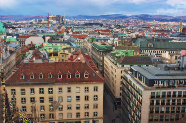 Aerial view of Vienna from Stephandom's north tower