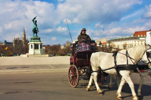 Sightseeing horse-drawn carriage ride in Vienna. — Stock Photo, Image