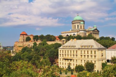View of an Esztergom Basilica from the Saint Thomas chapel hill, Hungary clipart
