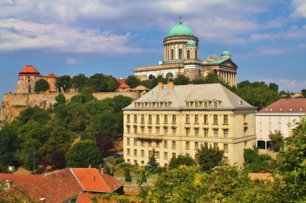 Veduta di una Basilica di Esztergom dalla collina della cappella di San Tommaso, Ungheria — Foto Stock
