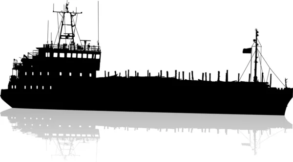 Silhouette eines Tankschiffs — Stockvektor