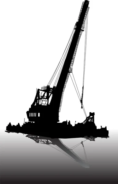 Vector silhouette of floating port crane — Stock Vector