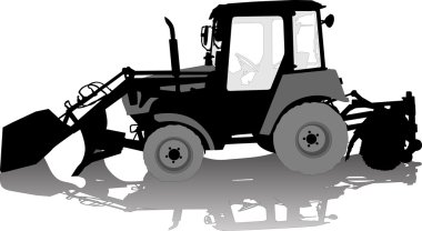 Vector silhouette of a tractor of road service clipart