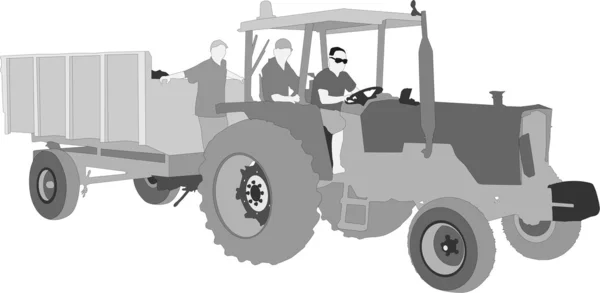 Векторный силуэт трактора дорожного сервиса — стоковый вектор
