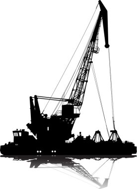 Vector silhouette of floating port crane clipart