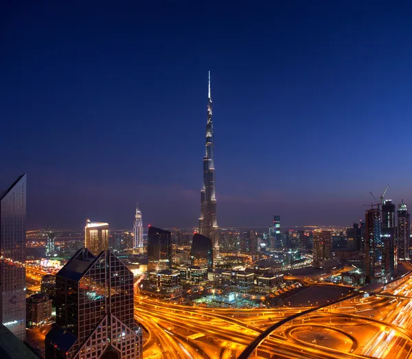 Widokiem na panoramę centrum Dubaju — Zdjęcie stockowe
