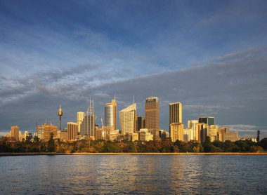 Botanik Bahçeleri gördüm şafakta Sidney Skyline görünümü