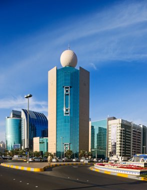 Abu Dhabi is graced by many beautiful buildings especially along the Corniche clipart