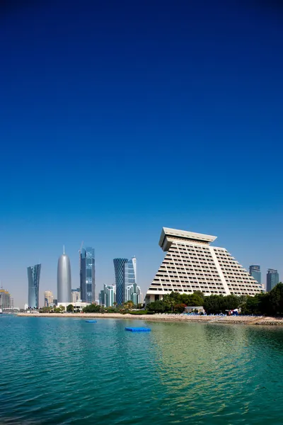 Skyline de la région de West Bay à Doha, Qatar — Photo