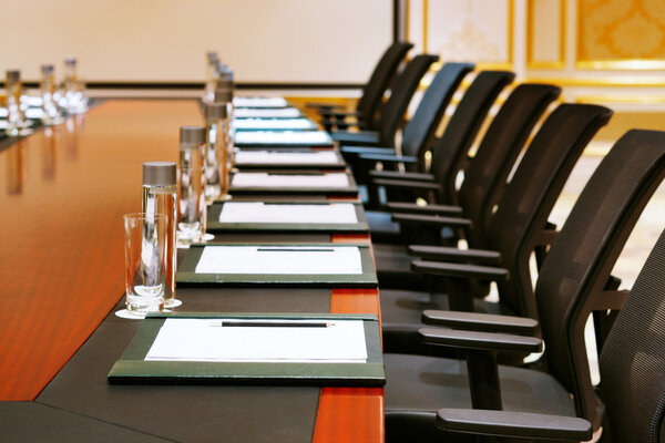 A detail shot of a meeting room