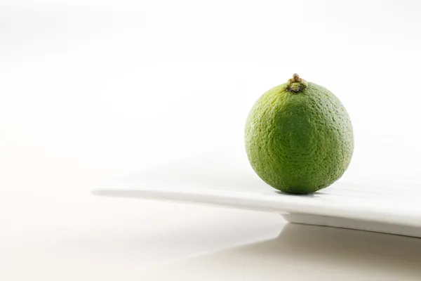 Un citron vert bio frais sur fond blanc — Photo