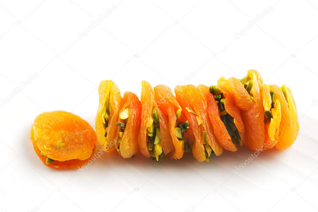 Dried Apricots stuffed sliced pistachios are a popular delicacy