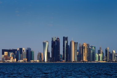 Doha, Qatar at Dusk is a beautiful city skyline clipart