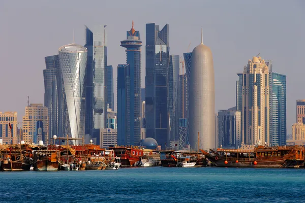 Die Skyline der Westbucht von Doha, Katar — Stockfoto