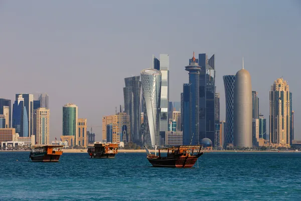 O horizonte de West Bay City de Doha, Qatar — Fotografia de Stock