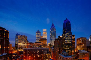 Philadelphia's skyline at dusk clipart
