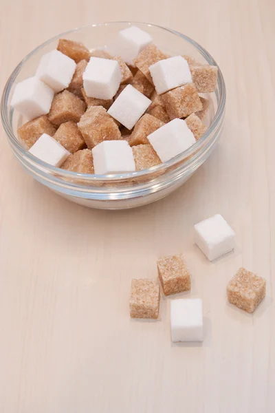 White and cane sugar — Stock Photo, Image