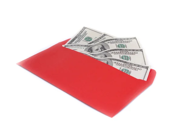 Envelope full with money isolated on white — Stock Photo, Image