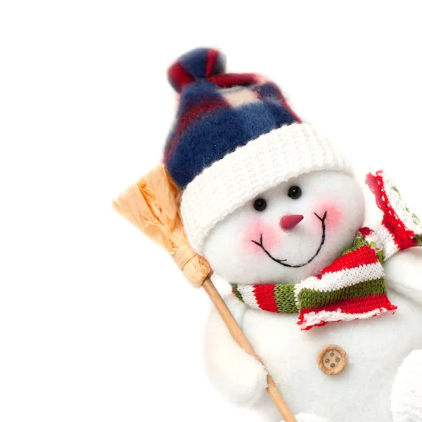 Χαρούμενος χιονάνθρωπος Χριστούγεννα, απομονώνονται σε λευκό φόντο — Φωτογραφία Αρχείου