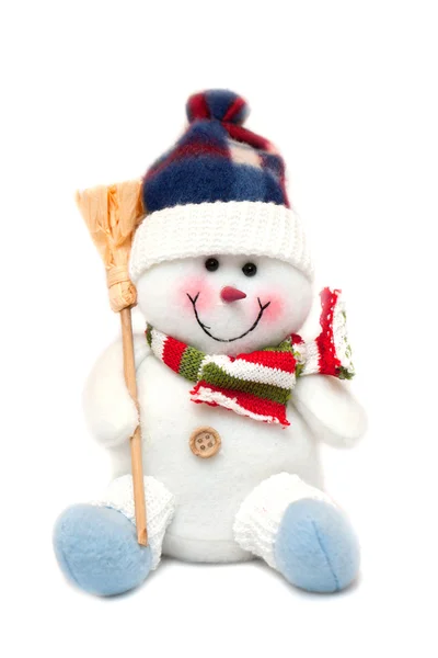 Muñeco de nieve Navidad feliz, aislado sobre fondo blanco Stockafbeelding