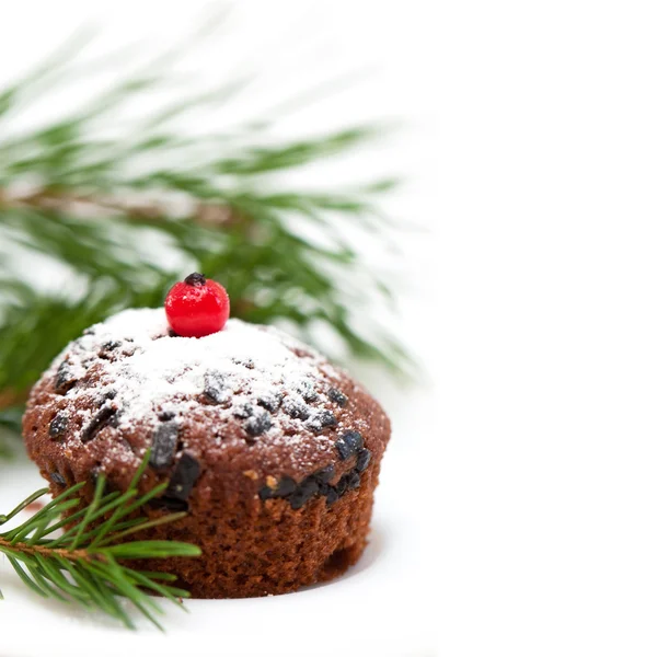 Cupcake au chocolat de Noël — Photo