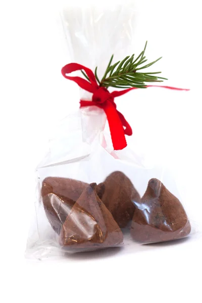 Presente de trufa de chocolate para o ano novo — Fotografia de Stock