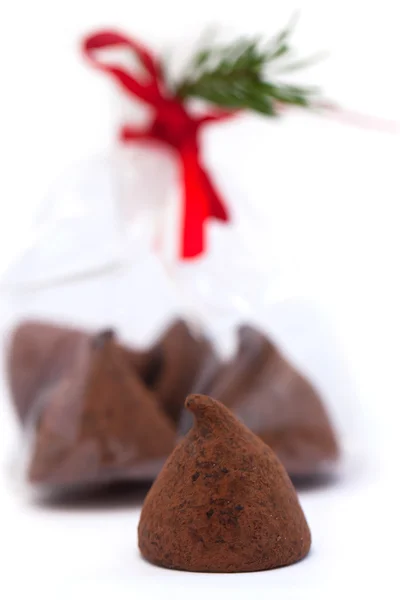 Chocolate truffle gift for the new year — Stock Photo, Image