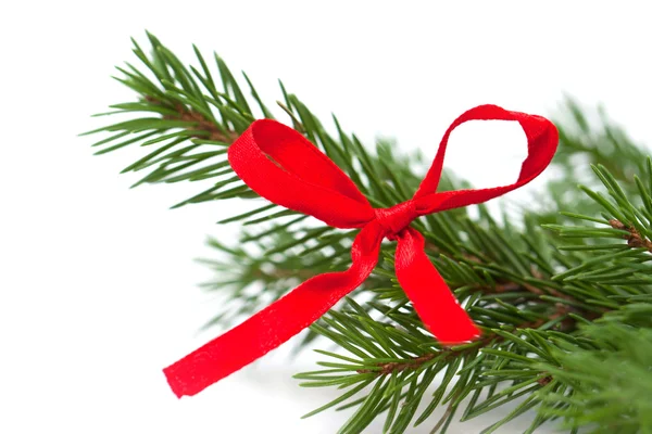 Bow on a Christmas tree, isolated on white background — Stock Photo, Image