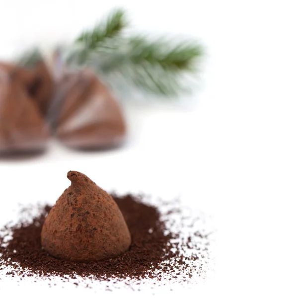 Chocolade truffel geschenk voor het nieuwe jaar Rechtenvrije Stockafbeeldingen