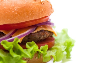 beyaz zemin üzerinde klasik burger