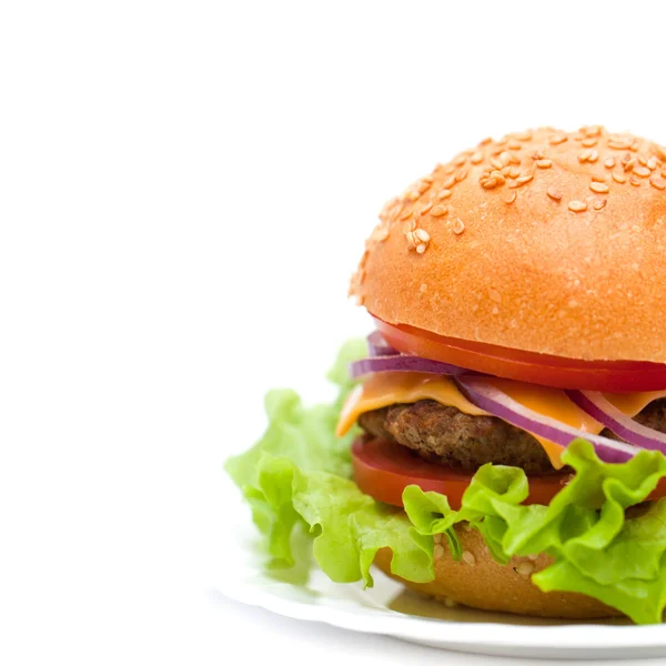 Klassieke hamburgers op een witte achtergrond Stockfoto