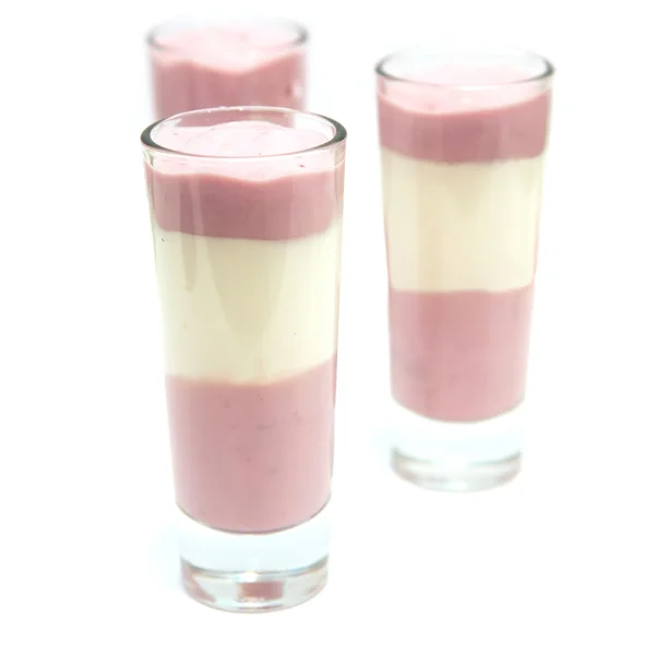 Dessert yogurt bilberry in a glass — Stock Photo, Image