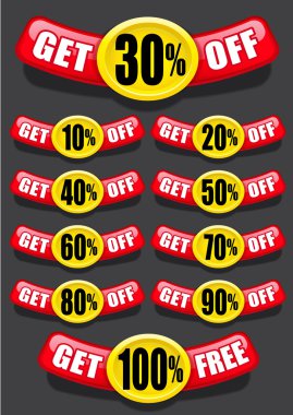 Get percent off, banners / labels / icons clipart