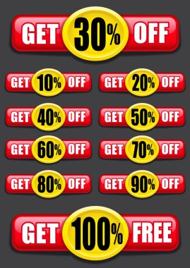 Get percent off, banners / labels / icons clipart