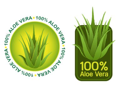 % 100 Aloe Vera vektörel çizimler içinde mühürler.