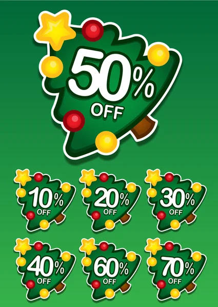 Christmas tree discount vector sticker — Stock Vector