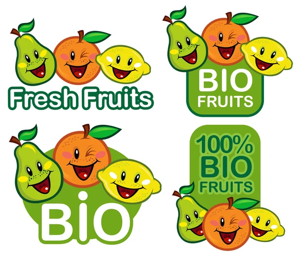 Bio frutas / emblema de frutas frescas — Vetor de Stock