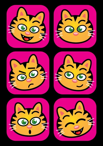 Expresiones faciales gato — Vector de stock