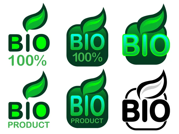 Bio producten en Bio 100% pictogram / zegel — Stockvector