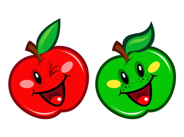 快乐的绿色 & 红苹果 — 图库矢量图片