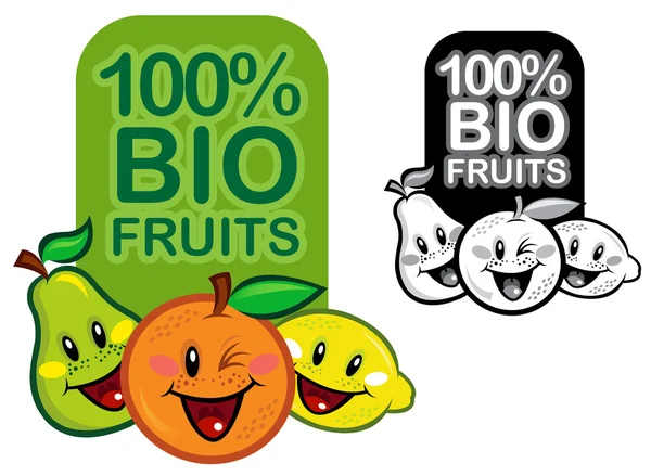 100% Bio Frutas — Vetor de Stock