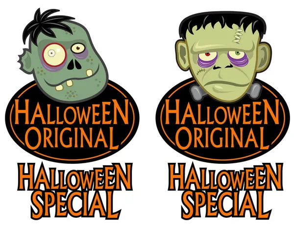 Selos de caracteres originais de Halloween — Vetor de Stock