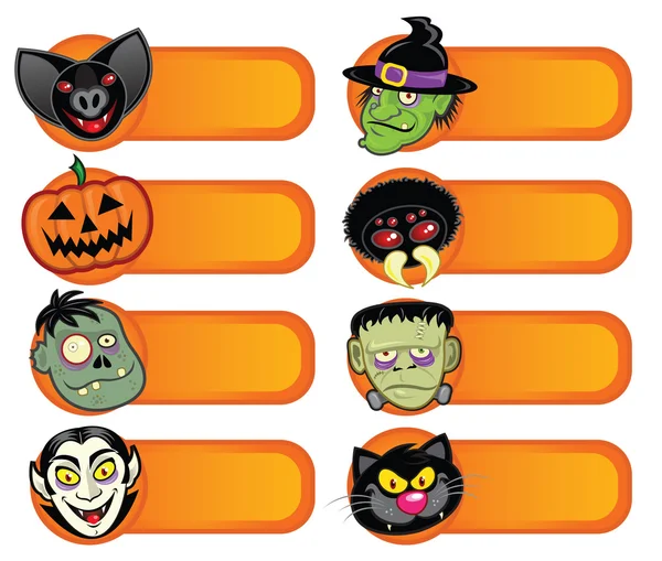 Halloween Character Labels Collection — Stock Vector